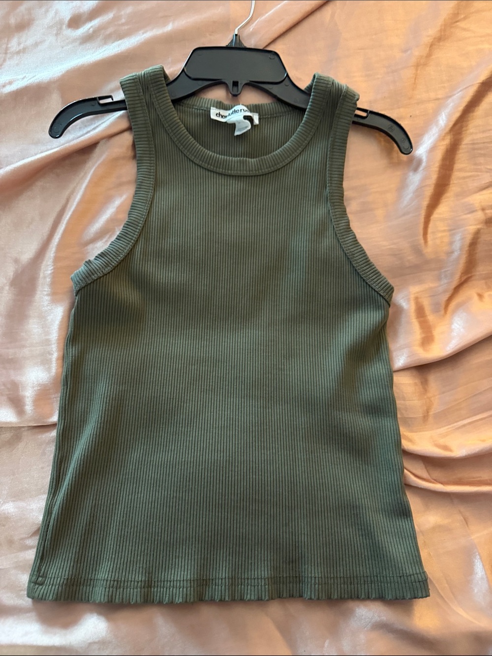 Charlotte Russe Olive Ribbed Crew Neck Tank